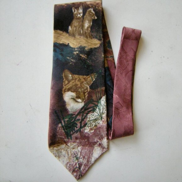 Fox and Cubs 100% Silk Tie  by Endangered Species Made in USA - Picture 6 of 8